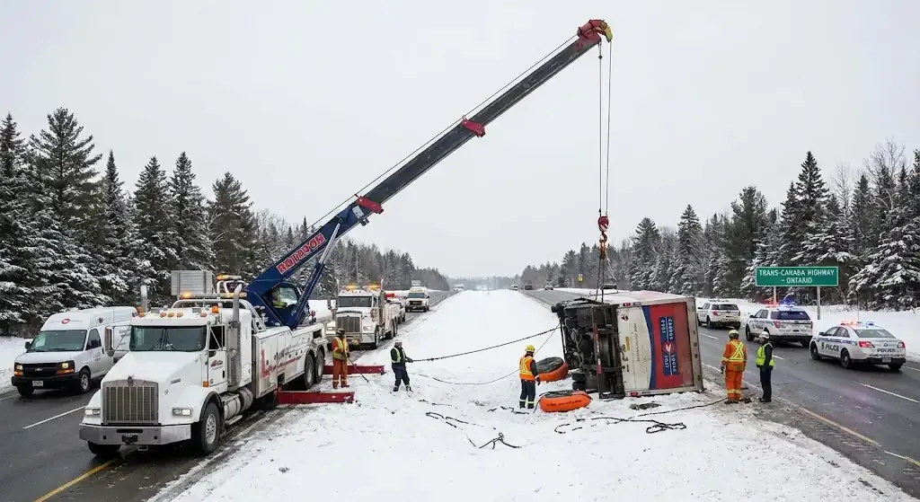 Vancouver truck towing on highway corridor